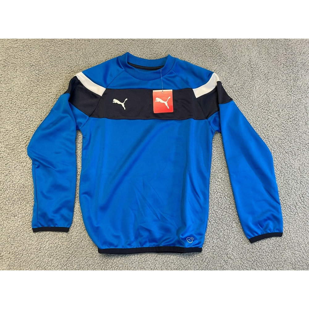 Puma Youth Long Sleeve Fleece Lined Shirt - Blue/White/Black - Youth XL